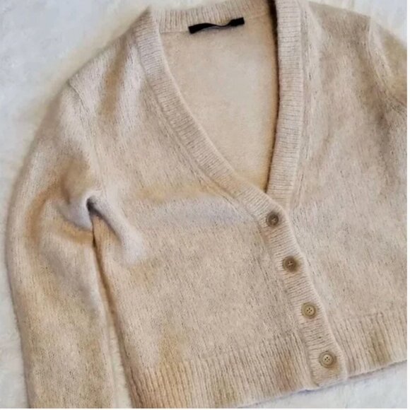 Jenni Kayne Boyfriend Alpaca Wool Knit Cardigan - Sand Cream Off White - Picture 4 of 8